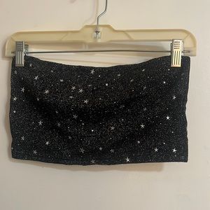 SHEIN black bandeau with silver detail, stars, beads. Size M.